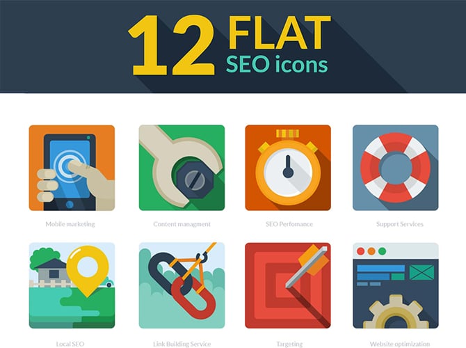 FLat SEO Icons Free PSD