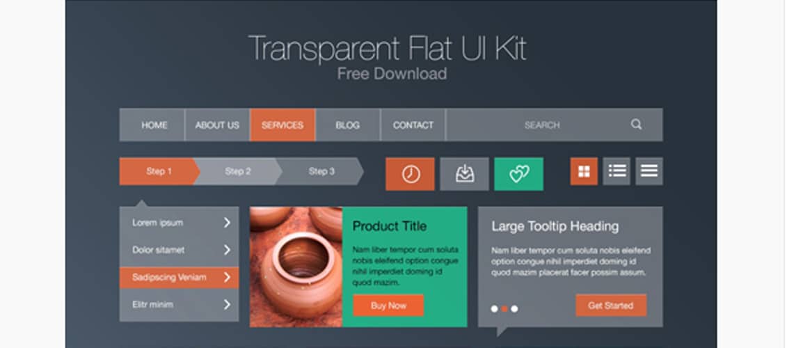 Free Flat Transparent UI Kit