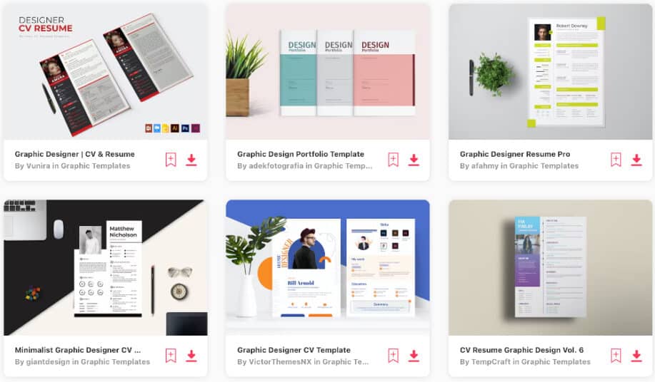 Graphic Design Resume Templates from Envato