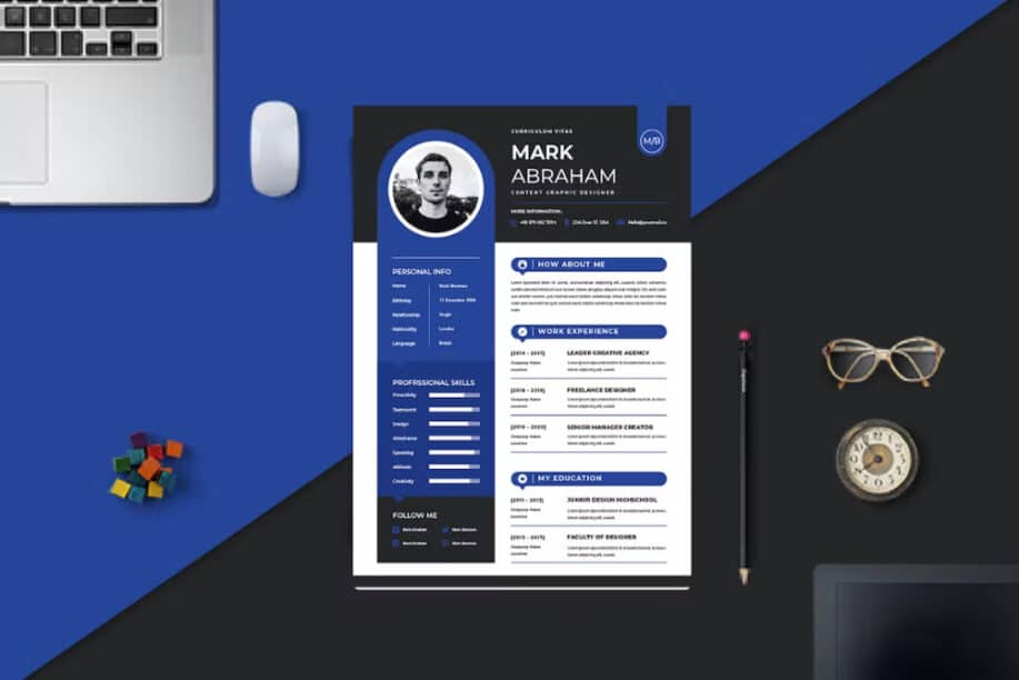 Graphic Designer CV Resume Template (Dark Theme)