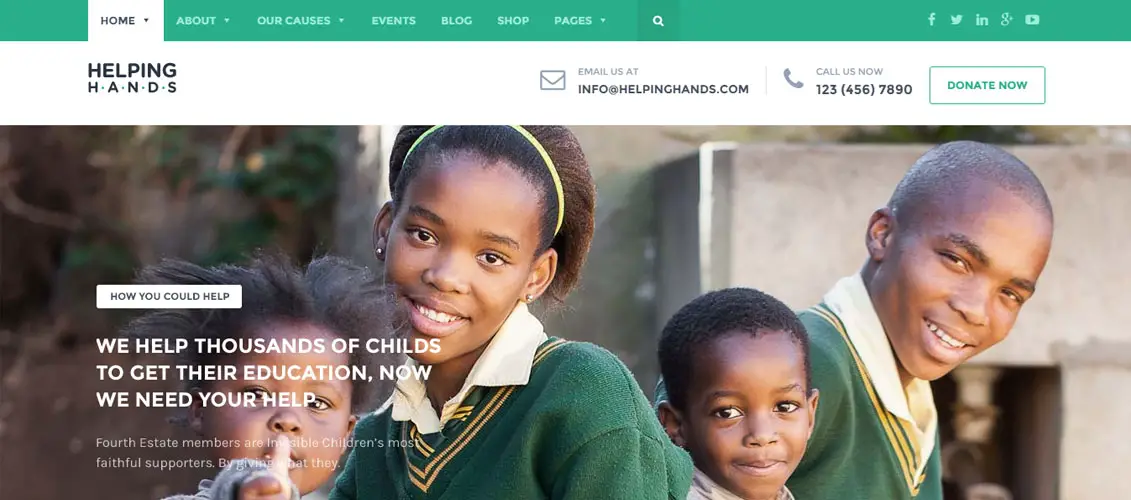 HelpingHands Charity Fundraising WordPress Theme