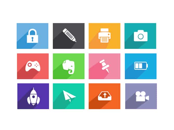 Long Shadow Icons Free PSD