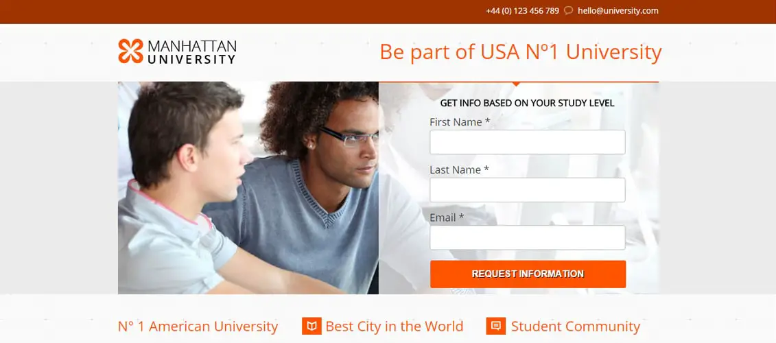 Manhattan Education Unbounce Template