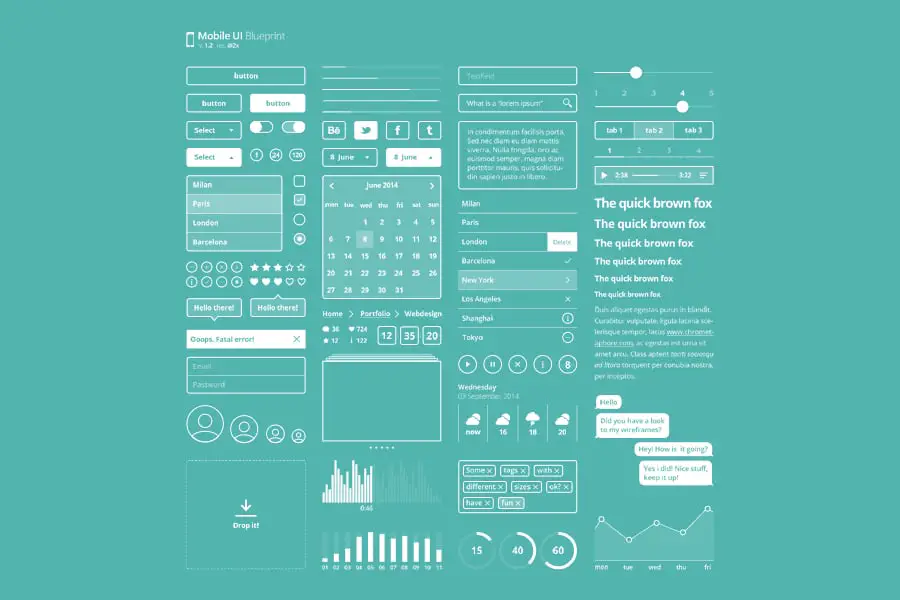 Mobile UI Kit Blueprint Free PSD