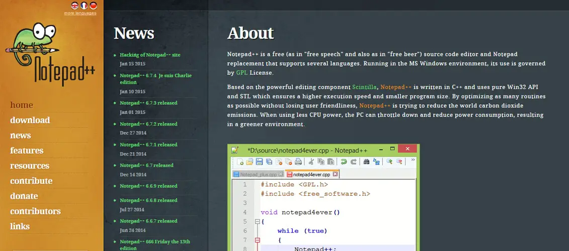 Notepad++ Free Code Editor