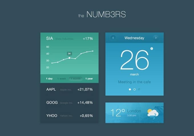 Numbers Flat UI Kit Free PSD