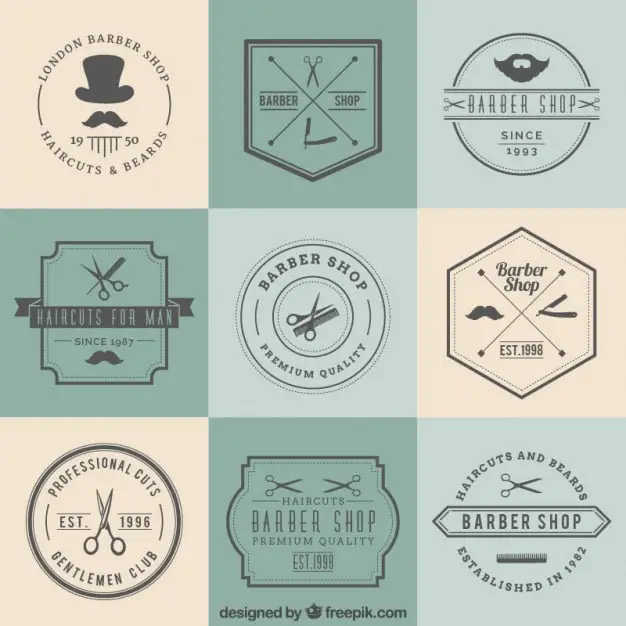 Retro barber shop badges