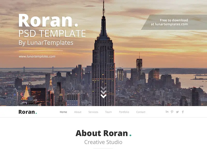 Roran, the free One Page PSD Website Template