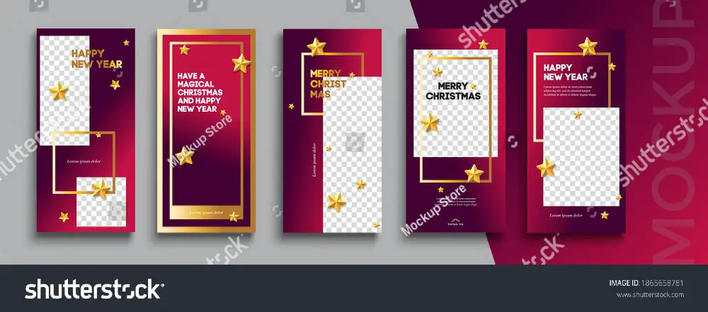 2. Shutterstock: Christmas New Year Instagram Stories Vector