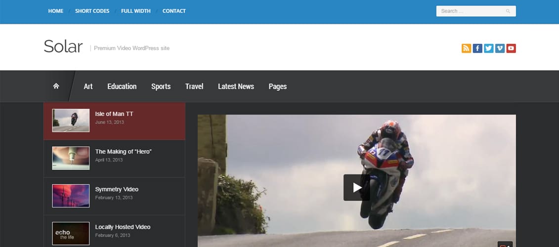 Solar - Video WordPress Theme