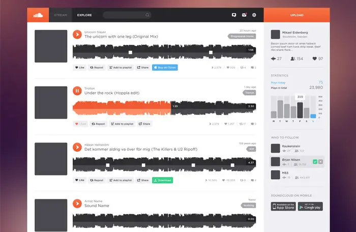 Soundcloud Social Network Designs