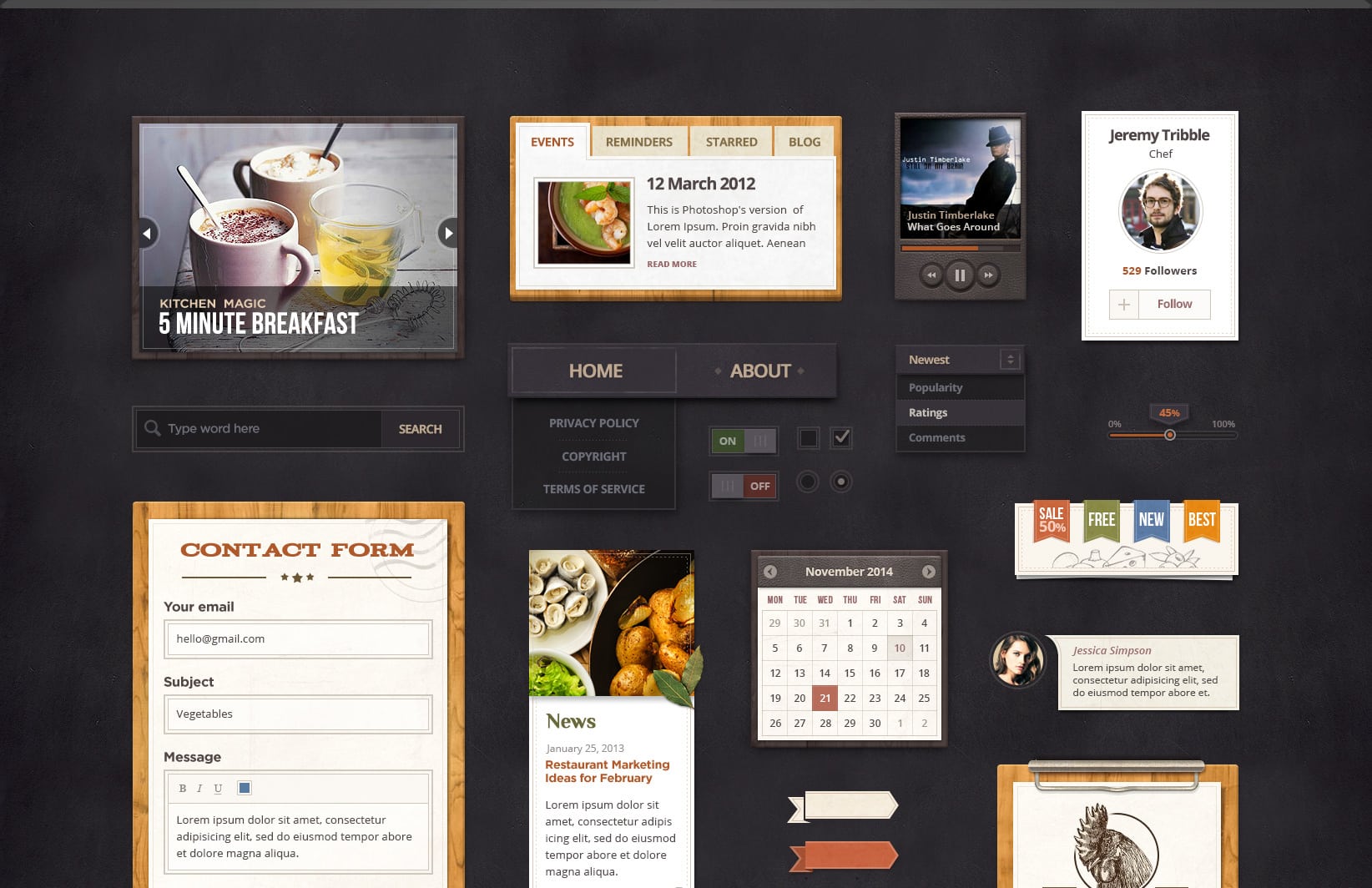 Spicy Treats Restaurant UI Kit Free PSD