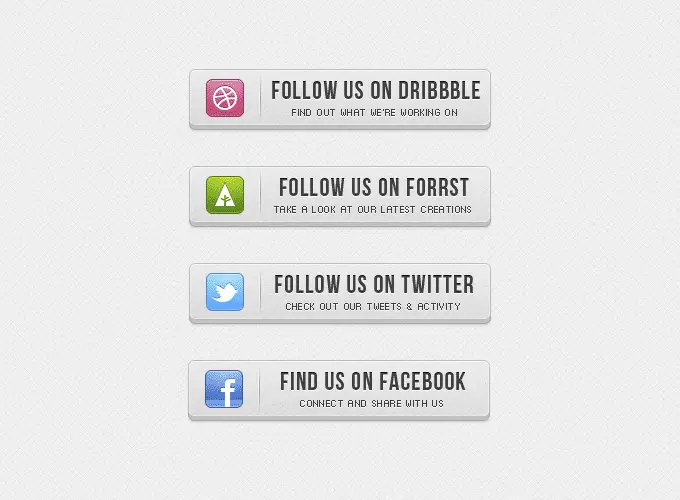 3D Follow Us Buttons Free PSD