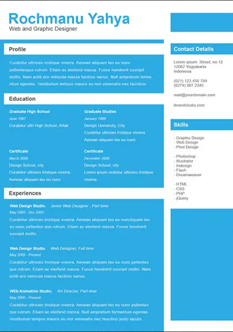 One Page Resume Template