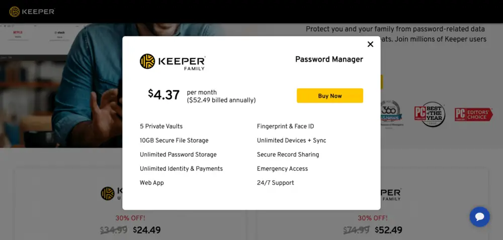 Keeper Family Plan Pricing