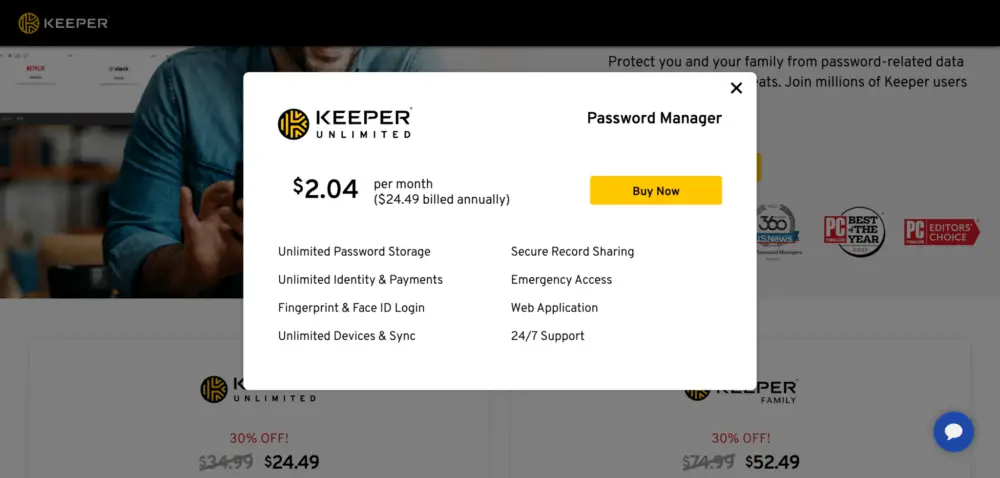 Keeper Unlimited Plan Pricing